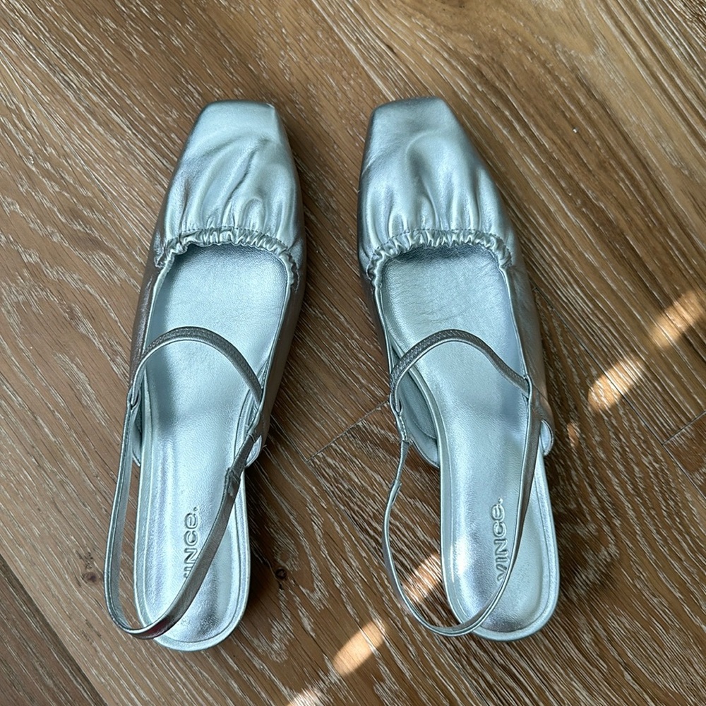 Vince Silver Flat Mules